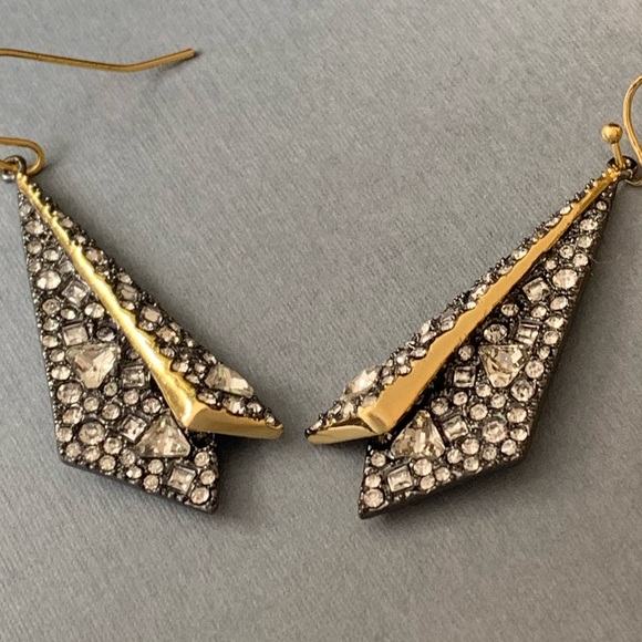 ALEXIS BITTAR• NEW Gold Black Layered Origami Spiked Shard Crystal Drop Earrings - Picture 7 of 14